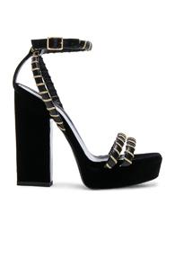Saint Laurent Velvet Debbie Ankle Strap Platform Sandals In Black