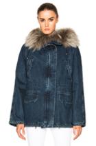 Army By Yves Salomon Denim Parka Jacket In Blue