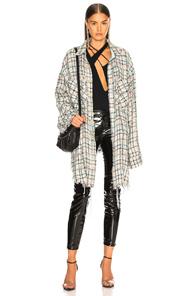 Faith Connexion Tweed Oversized Top In Blue,metallic,plaid