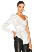 Nicholas Assymetrical Off Shoulder Top In Stripes,white