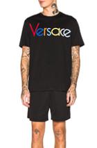Versace Multicolor Logo Tee In Black