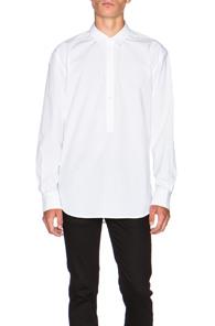 Blk Dnm Half Placket Poplin Shirt In White