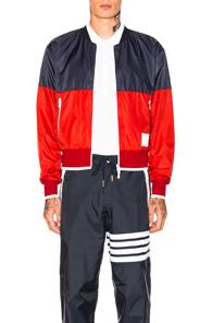 Thom Browne Bicolor Bomber Jacket In Blue,red,