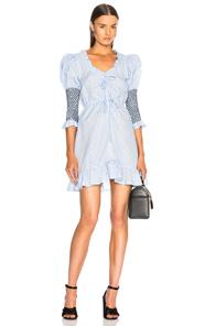 Ganni Charron Dress In Blue,checkered & Plaid