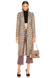 Smythe Peaked Lapel Coat In Neutral,animal Print