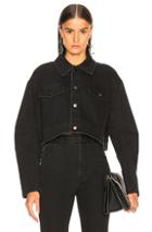 Tibi Black Washed Denim Cropped Jean Jacket In Black