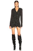 Saint Laurent Polka Dot Ruffle Front Dress In Black,geometric Print