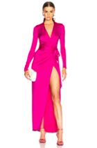 Alexandre Vauthier Shiny Jersey Wrap Gown In Pink