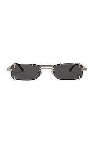 Y/project Pronged Rectangular Sunglasses In Metallic