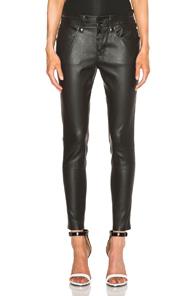 Unravel Slouchy Skinny Lambskin Leather Pants In Black