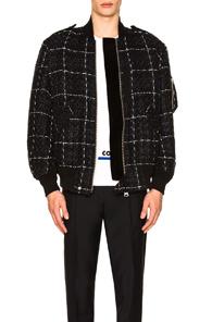 Sacai Tweed Jacket In Blue,checkered & Plaid
