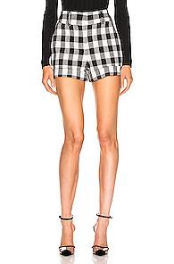 Veronica Beard Carito Short In Black,plaid,white