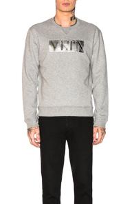 Valentino Metallic Logo Sweatshirt In Gray