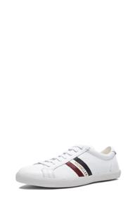 Moncler Old School Leather Sneakers In White
