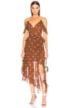 Nicholas Cold Shoulder Dress In Brown,geometric Print