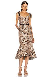 Johanna Ortiz Love Between Species Midi Dress In Animal Print,neutral