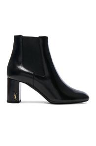 Saint Laurent Leather Loulou Pin Boots In Black