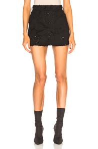 Ann Demeulemeester Distressed Denim Skirt In Black