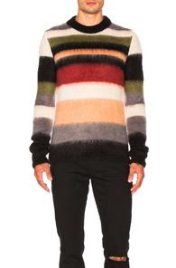 Saint Laurent Striped Sweater In Black,neutrals,red