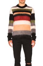 Saint Laurent Striped Sweater In Black,neutrals,red