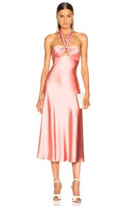 Jonathan Simkhai Structured Sateen Halter Slip Dress In Pink