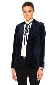 Frame Denim Velvet Mod Blazer In Blue