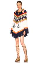 Saint Laurent Fair Isle Jacquard Poncho In Abstract,geometric Print,white