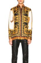 Versace Wild Signature Silk Shirt In Animal Print,orange,yellow,neutral