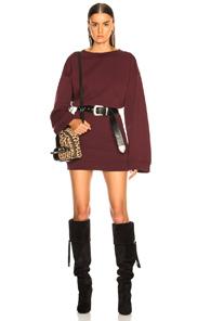Faith Connexion Ribbed Belt Dress In Red