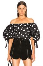 Caroline Constas Nella Top In Black,geometric Print