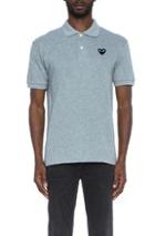 Comme Des Garcons Play Cotton Polo With Black Emblem In Gray