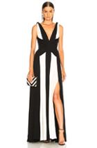 Zuhair Murad Draped Sleeveless Gown In Black,stripes,white