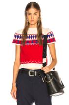 Maison Margiela Short Sleeve Cropped Sweater In Abstract,red,white