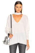 R13 Choker V Neck Sweater In White