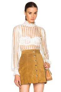 Zimmermann Master Stripe Lace Top In White