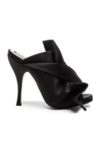 No. 21 Satin Bow Mules In Black