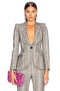 Alexander Mcqueen Prince Of Wales Jacket In Black,gray,plaid