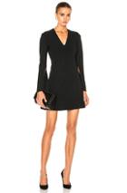 Calvin Klein Collection Kenner Piped V-neck Long Sleeve Dress In Black
