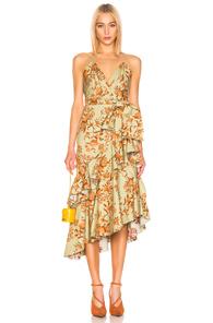 Johanna Ortiz Rhapsodie Oriental Dress In Green,floral