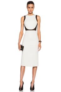 David Koma Macrame Panel Waist Pencil Dress In White