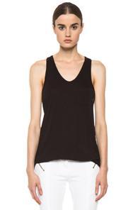 T By Alexander Wang Classic Linen Silk Tank With Pocket In Black