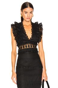 Zimmermann Wayfarer Panelled Flutter Top In Black