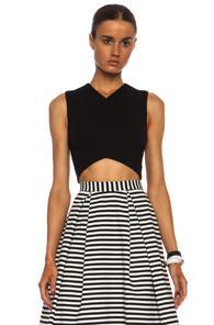 Nicholas Ponti V Crop Rayon-blend Top In Black
