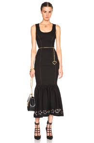 Alessandra Rich Stretch Denim Embellished Hem Dress In Black
