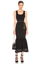 Alessandra Rich Stretch Denim Embellished Hem Dress In Black