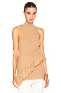 Ryan Roche Ruffled Cashmere Top In Neutrals