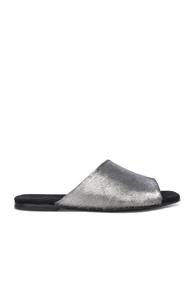 Alumnae Asymmetric Calf Hair Slides In Metallics