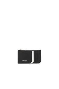 Saint Laurent Colorblock Zipped Fragments Card Case In Black