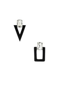 Saint Laurent Rectangle & Triangle Drop Earrings In Black