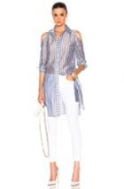 Frankie Cold Shoulder Tunic Top In Blue,stripes,white